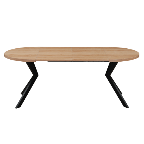 Jedálenský rozkladací stôl, dub svetlý/čierna, 100-250x75,5 cm, LUKOS