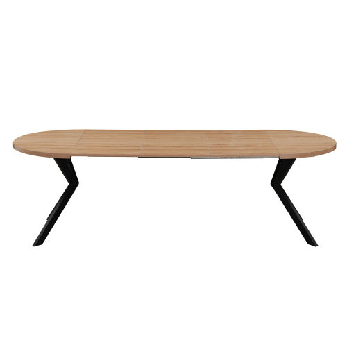 Jedálenský rozkladací stôl, dub svetlý/čierna, 100-250x75,5 cm, LUKOS