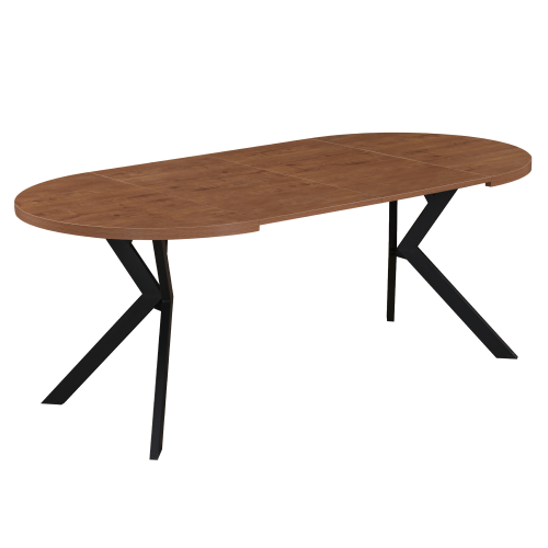 Jedálenský rozkladací stôl, dub tmavý/čierna, 100-250x75,5 cm, LUKOS