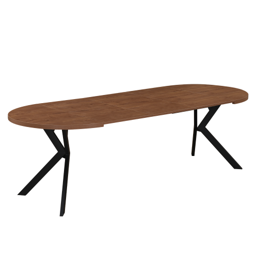 Jedálenský rozkladací stôl, dub tmavý/čierna, 100-250x75,5 cm, LUKOS