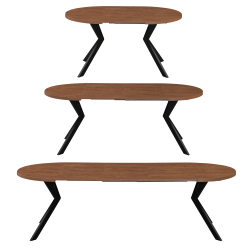 Jedálenský rozkladací stôl, dub tmavý/čierna, 100-250x75,5 cm, LUKOS