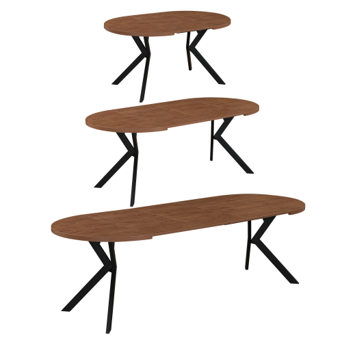 Jedálenský rozkladací stôl, dub tmavý/čierna, 100-250x75,5 cm, LUKOS