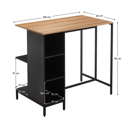 Kuchynský ostrovček, 100x60 cm, dub/čierna, FIGO