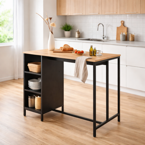 Kuchynský ostrovček, 100x60 cm, dub/čierna, FIGO