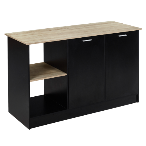 Kuchynský ostrovček, 150x60 cm, dub/čierna, POMPEJ