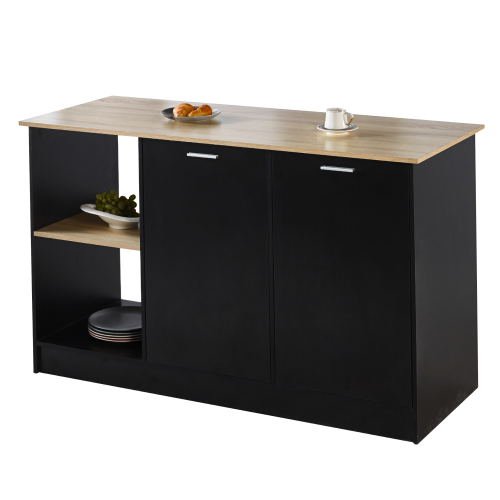 Kuchynský ostrovček, 150x60 cm, dub/čierna, POMPEJ