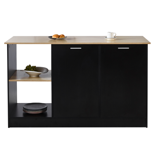 Kuchynský ostrovček, 150x60 cm, dub/čierna, POMPEJ