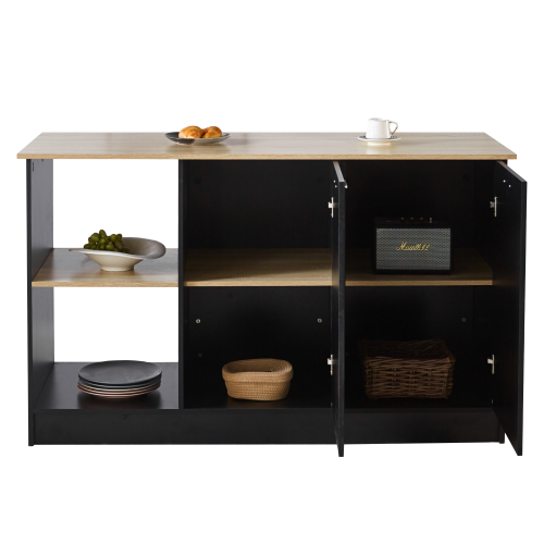 Kuchynský ostrovček, 150x60 cm, dub/čierna, POMPEJ