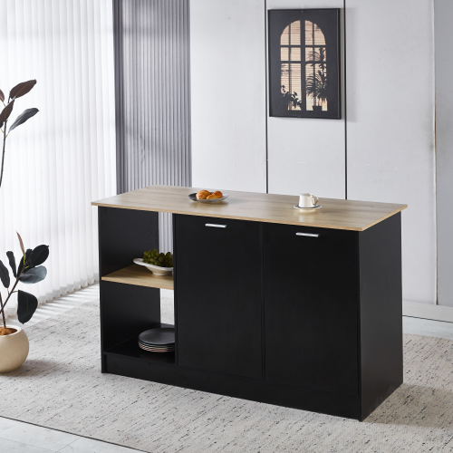 Kuchynský ostrovček, 150x60 cm, dub/čierna, POMPEJ