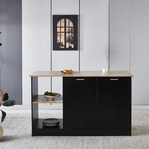 Kuchynský ostrovček, 150x60 cm, dub/čierna, POMPEJ