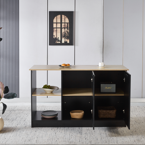 Kuchynský ostrovček, 150x60 cm, dub/čierna, POMPEJ