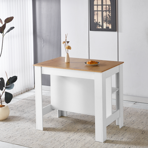 Kuchynský ostrovček, 103x70 cm, dub/biela, LUNAN