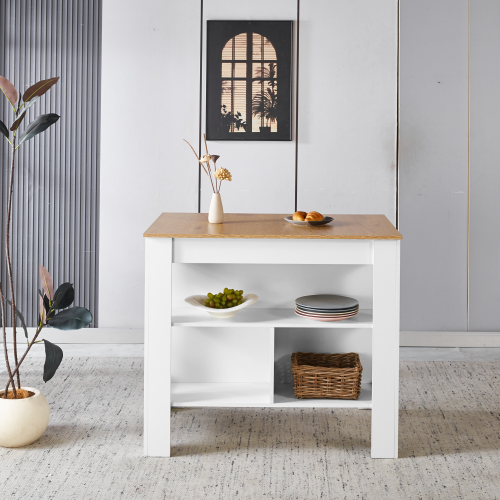 Kuchynský ostrovček, 103x70 cm, dub/biela, LUNAN