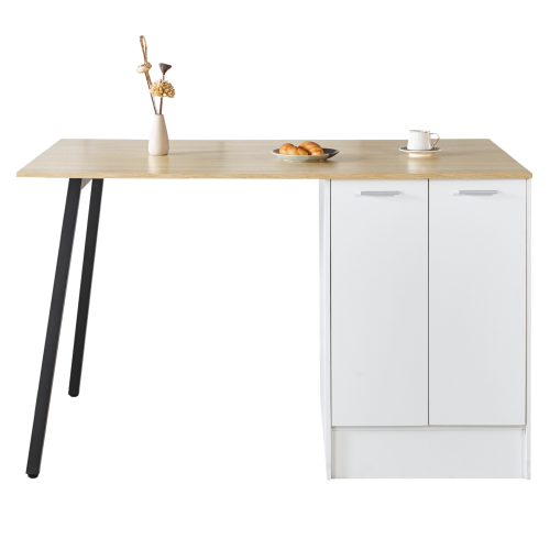 Kuchynský ostrovček, 150x90 cm, dub/biela/čierna, XILO