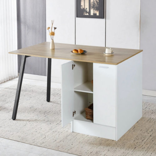 Kuchynský ostrovček, 150x90 cm, dub/biela/čierna, XILO