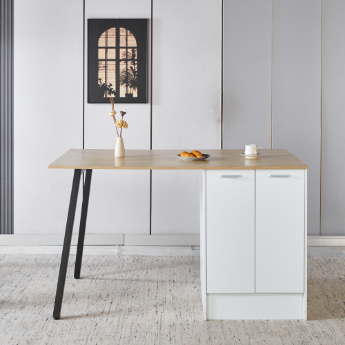 Kuchynský ostrovček, 150x90 cm, dub/biela/čierna, XILO