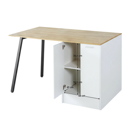 Kuchynský ostrovček, 150x90 cm, dub/biela/čierna, XILO