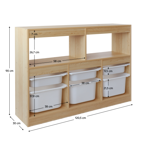 Organizér s úložnými boxami, dub/biela, TRIVIX Organizér s úložnými boxami, dub/biela, TRIVIX