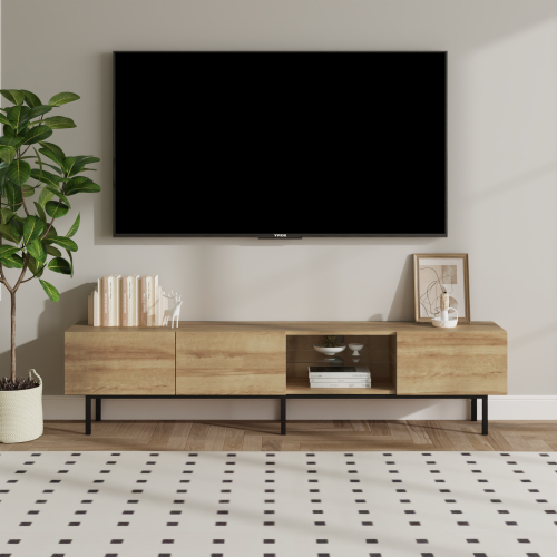 TV stolík, dub/čierna, BASTIEN