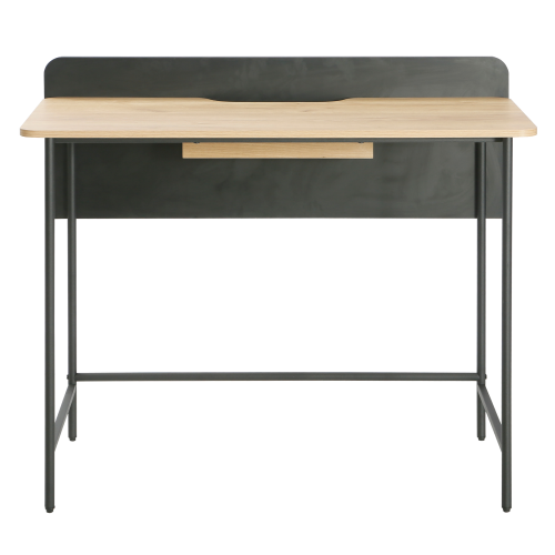 PC stôl, dub/čierna, KOMPUS