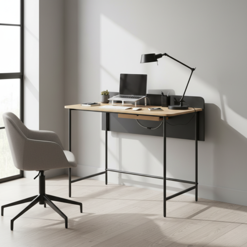 PC stôl, dub/čierna, KOMPUS