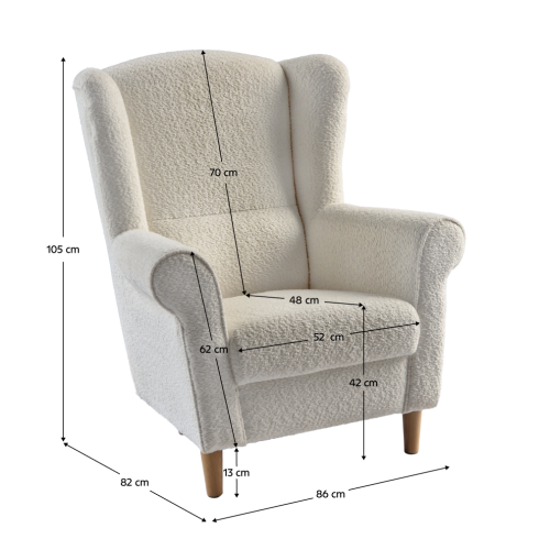 Kreslo ušiak, smotanová látka Coral, CHARLOT