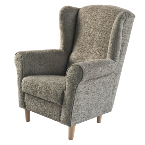 Kreslo ušiak, sivobéžová Taupe látka Coral, CHARLOT