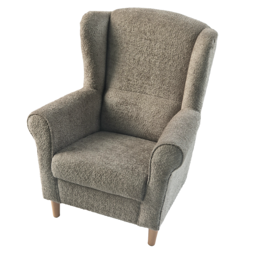 Kreslo ušiak, sivobéžová Taupe látka Coral, CHARLOT