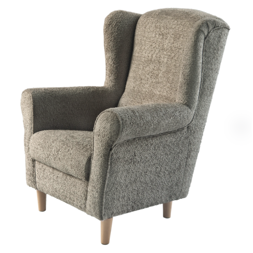 Kreslo ušiak, sivobéžová Taupe látka Coral, CHARLOT