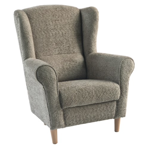 Kreslo ušiak, sivobéžová Taupe látka Coral, CHARLOT