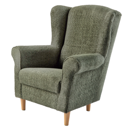 Kreslo ušiak, zelená látka Coral, CHARLOT