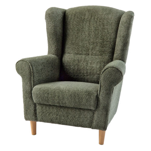 Kreslo ušiak, zelená látka Coral, CHARLOT