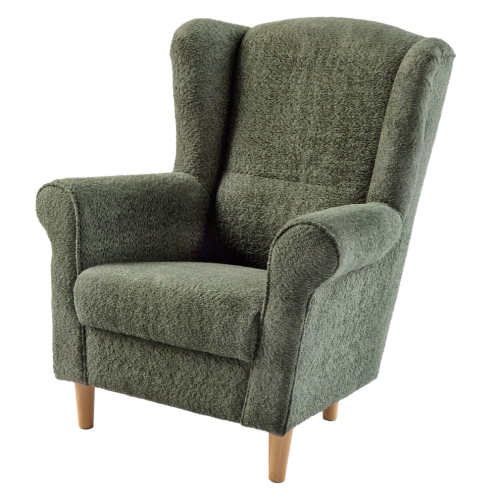 Kreslo ušiak, zelená látka Coral, CHARLOT