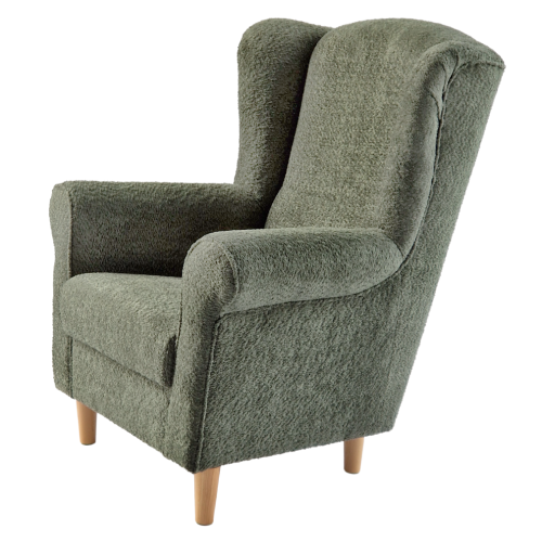 Kreslo ušiak, zelená látka Coral, CHARLOT