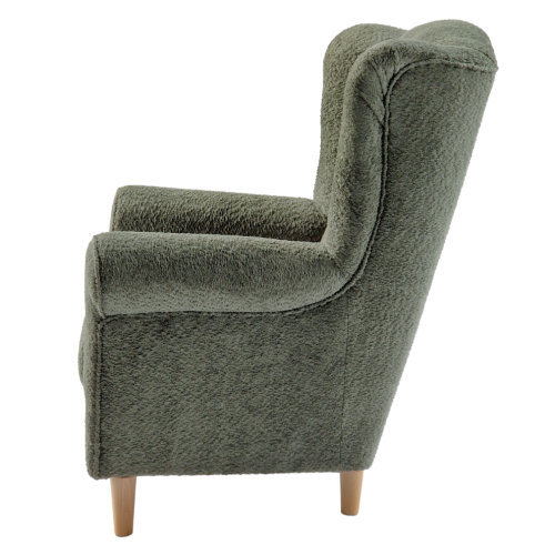 Kreslo ušiak, zelená látka Coral, CHARLOT