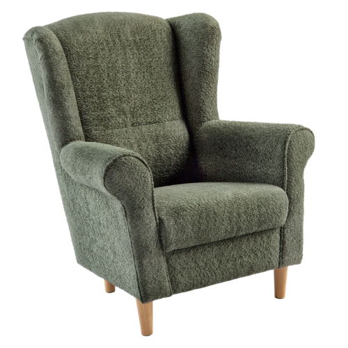 Kreslo ušiak, zelená látka Coral, CHARLOT