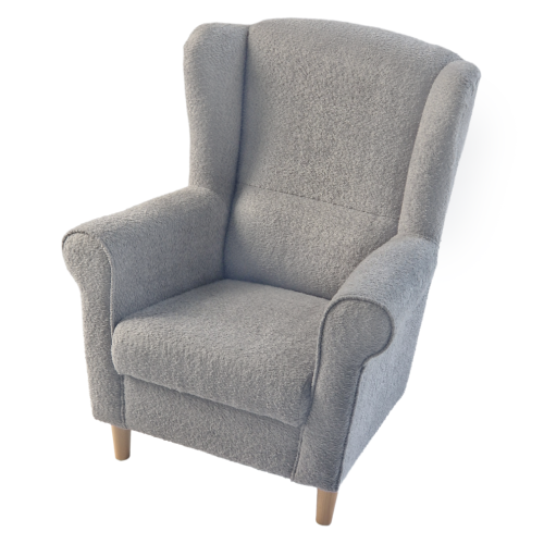 Kreslo ušiak, sivá látka Coral, CHARLOT