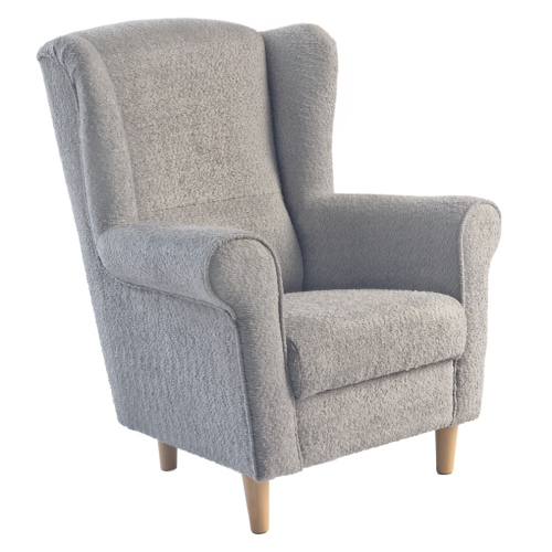 Kreslo ušiak, sivá látka Coral, CHARLOT