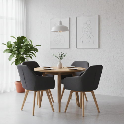 Dizajnové kreslo, tmavosivá/buk, CLORIN 2 NEW