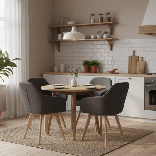 Dizajnové kreslo, tmavosivá/buk, CLORIN 2 NEW