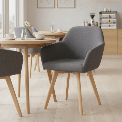 Dizajnové kreslo, tmavosivá/buk, CLORIN 2 NEW