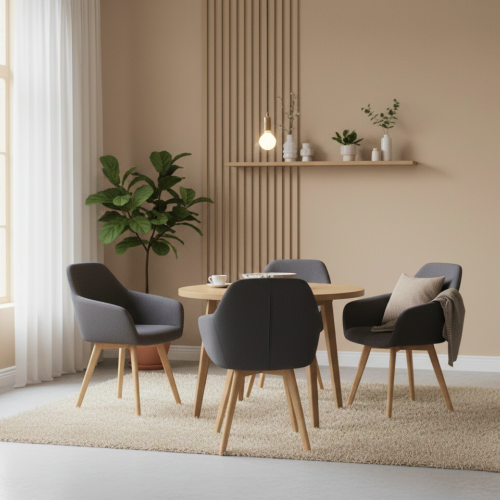 Dizajnové kreslo, tmavosivá/buk, CLORIN 2 NEW