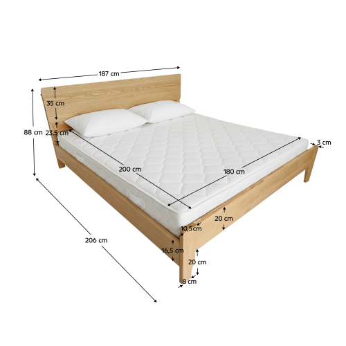 Manželská posteľ, 180x200, masívne drevo, prírodná, BEDIA