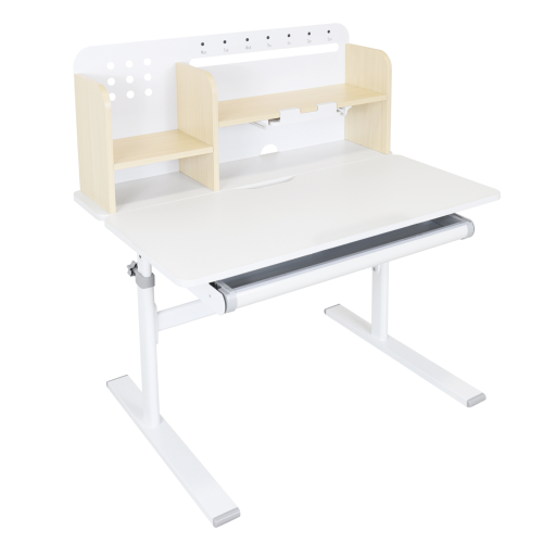 Rastúci písací stôl, prírodná/biela, ADAN