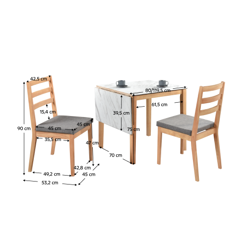 Jedálenský set s rozkladacím stolom 1+2, dub prírodný/tmavosivá, ZOREL