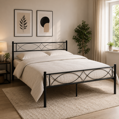 Kovová posteľ s roštom, 180x200, čierna, STELVIA NEW Kovová posteľ s roštom, 180x200, čierna, STELVIA NEW