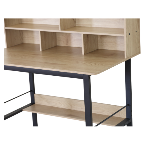 Písací stôl s policou, dub/čierna, TAMIS