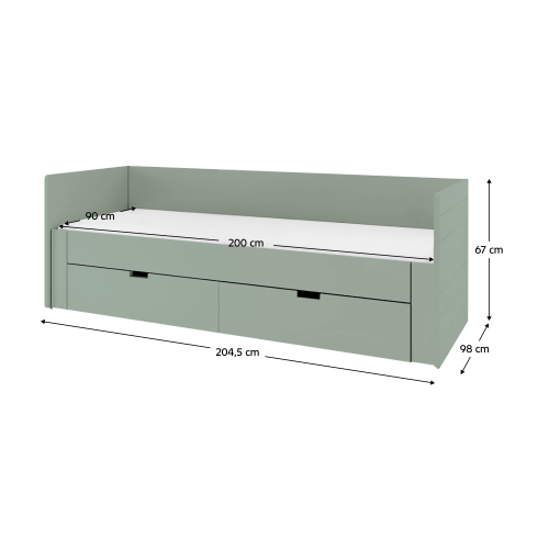 Rozkladacia posteľ, sivozelená, 90/180x200, ANTONY