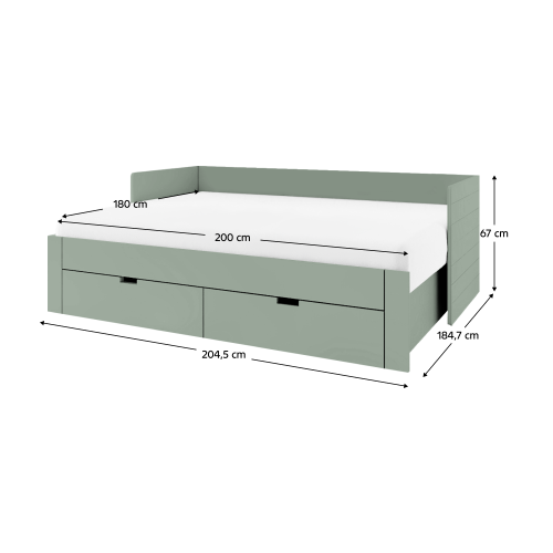 Rozkladacia posteľ, sivozelená, 90/180x200, ANTONY