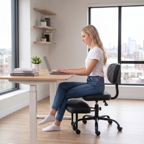 Ergonomická kľakačka, čierna ekokoža/čierna, SAMER Ergonomická kľakačka, čierna ekokoža/čierna, SAMER